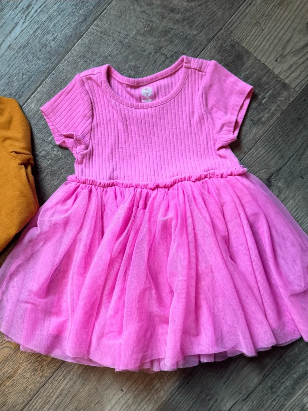 The Children's Place Mustard Long-Sleeve Top and Bright Pink Tulle Skirt Costume